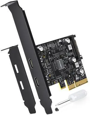 10Gbps PCIE USB C 3.2 Gen 2 Card, 2-Port PCle to USB C Expansion Card, PCI Express 3.0 x4 Adapter for Desktop PC, SSD Enclosures, Workstations, File Backup, Data only