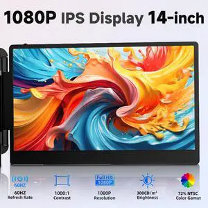 LOSC Laptop Screen Extender - 14 Inch Portable Laptop Monitor IPS FHD 1080P HDMI/USB-A/Type-C Extended Monitor for Laptops (Maximum Length: 15.74") Compatible with Windows Mac Travel Work (S1)