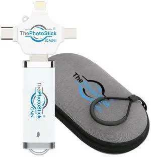 ThePhotoStick® Omni 64GB + Protective Case | Secure Photo & Video Backup and Transfer | Digital File Organization | USB & Multiport Connection for Phones, Tablets and Computers | Water Resistant Case
