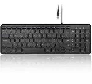 Perixx PERIBOARD-213B ES Teclado con Cable USB y Teclas Multimedia - Las teclas con mecanismo de tijera y Bajo perfil - Español QWERTY