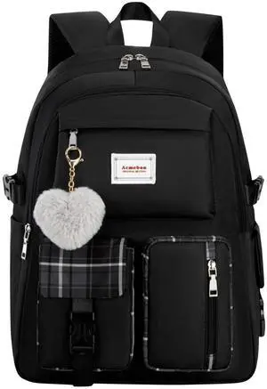 Acmebon Girl Roomy Fashion Laptop Backpack Casual Daily Backpack for Women Black