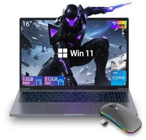 ZOLWAYTAC Laptop Computer, Core i5 (Up to 3.5GHz), 16" FHD IPS,12GB DDR4+512GB SSD, WiFi&BT/USB3.2, Laptop for Work/Gaming,Metallic Gray