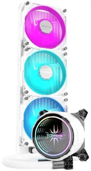 TCOMAS LA200 360 CPU Liquid Cooling ARGB GEN2/BLACK/INTEL LGA 1700&1851/AMD AM4&AM5/MAGNETIC Structure/Tool Free Removal of Exterior Parts/ARGB GEN2 (White, 360mm)