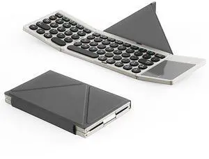 Foldable Bluetooth Keyboard with Touchpad & Magnetic Stand Cover, Ultra Slim Portable, 3-Device Switching, for iPad iPhone Mac Windows Android Tablets Phones PC (Light Gray)