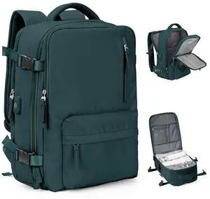 VGCUB Large Travel Backpack with Storage Compression Seal Bags for Clothing with Pump Vacuum System Carry on Personal Item Work Business Vacpack Laptop Backpack for Women Men Peacock Blue