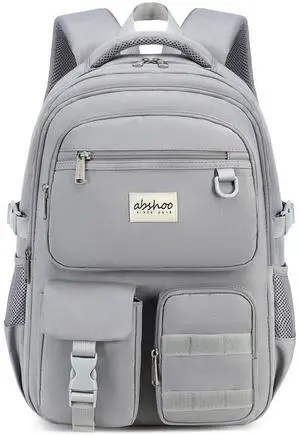 abshoo Large Heavy Duty Backpack For School College Bookbag Casual Multi Pocket Travel Backpacks (Grey)