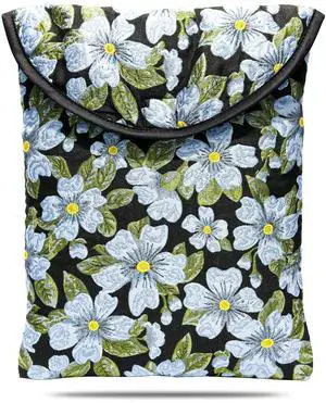 Puffy Laptop Sleeve 11-12 Inch Blue Flower, Protective Carrying Case for Men and Women, Cute Case Bag Compatible with 11 and 12 Inch Laptops, 10.9" Ipad 10, 10.2" Ipad 7 8 9 in Cover