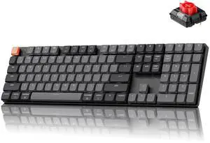 Keychron K5 Version 2 Wireless Bluetooth 5.2 Mechanical Keyboard, Low Profile Milk POM Switch 100% Full-Size Layout QMK Programmable, White Backlit with Shine-Through Keycaps for Mac Windows Linux