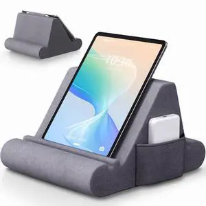 CreaDream Tablet Pillow Stand, Soft Pillow Pad for Lap, Tablet Holder Dock for Bed with 3 Viewing Angles, Pocket, Stylus Mount, Compatible with iPad Pro 13, 10.5, 9.7 Air, Mini, Galaxy Tab, E-Reader