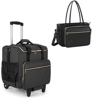 LUXJA Rolling Teacher Bag with Teacher Work Bag, Black