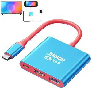 JEMDO Switch 2 HDMI Adapter Dock Station(3 Ports), 4K 60Hz HDMI 2.0,18Gbps,PD 100W & USB 3.0, Portable USB-C to HDMI Travel Dock for TV Compatible with Nintendo Switch 2/OLED/2017/Steam Deck/ROG Ally