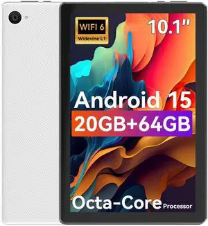 URAO Tablet,10.1" Android Tablet with Octa-core Processor 20GB RAM 64GB ROM HD IPS Touchscreen 8H Battery, Wi-Fi 6, BT 5.0, Dual Camera, Android 15 Tablets 2025