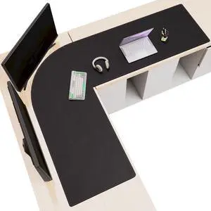 ZORESYN L Shaped Desk Mat (72+62) x23.6 Inch (Black) - XXL Reversible Corner Desk Pad, Waterproof PU Leather Desktop Protector for Gaming, Office & Home