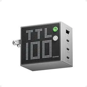 Pixel 100 USB C Charger 100W Laptop GaN Charger 4-Port Fast Charging with Dot-Matrix Display PD 3.0, Foldable and Compact for MacBook Air, iPhone 17/16