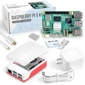 Raspberry Pi 5 4GB Starter Kit | 64GB Edition | Official 27W Power Supply | Official case with Fan | 4K Micro HDMI Cable 1m | Aluminum heatsink