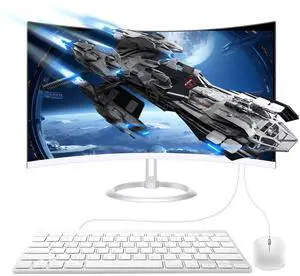 24" All-in-One Desktop Computer PC, FHD Curved Display Monitor N5095 Quad-Core Processor, 8GB RAM, 512GB SSD, Dual-Band Wi-Fi, Bluetooth, 4 USB, HDMI, VGA, Keyboard & Mouse (N5095/8GB/512GB)