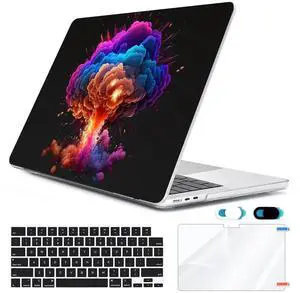 HOHAIYOO Compatible with MacBook Air 13 inch Case 2025 2024-2022 M4 A3240 M3 A3113 M2 A2681, Plastic Hard Shell&Keyboard Cover&Screen Film&Webcam Cover for MacBook Air 13.6 inch Case, Explosion