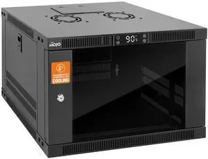 Tecmojo 6U Wall Mount Rack with Thermostat, 17.7inch Depth Enclosed Server Cabinet with 2 Cooling Fans,Lockable Door & Hardware,6U Rack for 19inch Equipments,Glass Door