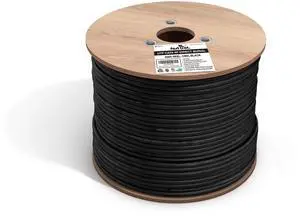 fast Cat. Cat6 Direct Burial Outdoor Ethernet Cable 500ft - Waterproof Cat6 Cable with 23AWG Solid Copper Conductors - CMX, UTP 550MHz, PoE++ (4PPoE), ETL & UL Listed, Bulk Ethernet Cable (Black)