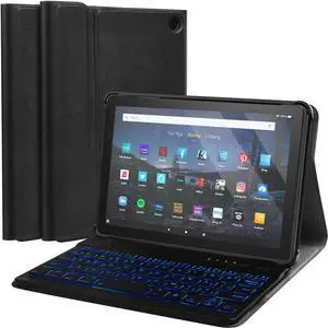 FunYaung Fire HD 8 Keyboard Case Compatible for Amazon Kindle Fire HD 8/HD 8 Plus(2020 Release, 10th & 2022 Release, 12th), with 7 Colors Backlit Detachable Keyboard & Protective Cover