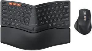 ProtoArc Bluetooth Ergonomic Keyboard Mouse, EKM04 Mini Compact Wireless Ergo Keyboard Mouse Combo, Split Design, Wrist Rest, Multi-Device, Rechargeable, for Windows/Mac - Black