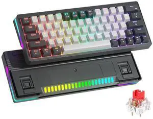 abucow 60% Mechanical Gaming Keyboard Red Switch Wired Compact Keyboard with RGB Backlight Anti-Ghosting No-Conflict 63 Swappable keycaps Ergonomic Design for Windows/Mac