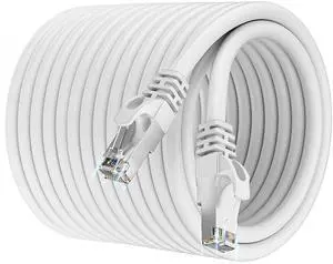 Cat 7 Outdoor Ethernet Cable 150ft, SFTP Cat 7 Triple Shielded Internet Cable 150 ft, High Speed 10Gbps 600Mhz, Direct Burial, Waterproof, UV Resistant, RJ45 LAN Cable for Gaming, Router