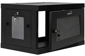NavePoint 6U Server Cabinet Wall Mount Rack Enclosure with Perforated Door, Locking, Removable Side Panels  6U Network Cabinet 17.7 Deep, 19 Inch Server Rack for IT and A/V Equipment