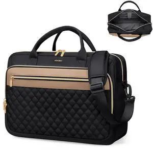 MDODO Large Laptop Bag for Women Men 15.6 Inch Professional Computer Briefcase Messenger Handbag Shoulder Crossbody Work Tote Bag for Teacher Office Travel Business,22.5 L,Black