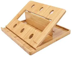 iCozzier Bamboo Foldable Laptop Stand Holder Adjustable Notebook Tablet Desk Bed Heat Dissipation Mount for MacBook,Netbook,Ultrabook