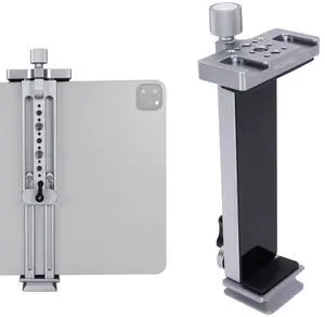 NICEYRIG Tablet Tripod Mount Aluminum Holder for iPad mini 8.3'' 7.9'', iPad Air, iPad Pro, 130mm - 223mm Adjustable Mounting Clamp with Double Locking Points, Quick Release Plate for Arca-style - 616