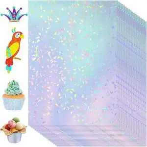 72 Sheets Holographic Sticker Paper, Transparent Holographic A4 Vinyl Laminate Film, Clear Overlay Lamination Sticker Paper Self Adhesive Waterproof, 11.7 x 8.3 Inch(Gem)