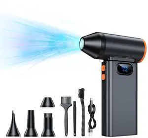 TILLMANER BC02 Cordless Air Duster, 130K RPM, 180W, 3-Speed + Turbo, 6000mAh Fast Charge, Aluminum, for PC/Keyboard/Car, Cosmic Gray