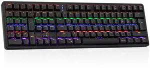 Neepoolock Left Handed Keyboard, Southpaw Design RGB Backlit Full Size, 111 Keys Wired Mechanical Gaming Keyboard (Silent Switch Black)
