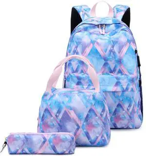 Lumcrissy Backpack Lunch Box Set,Backpack with Lunch Box Case with USB Charging Port l