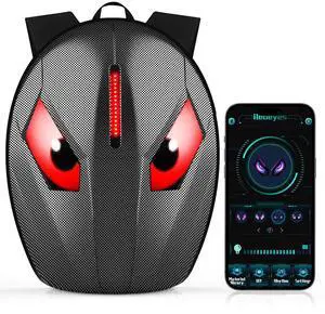 Motorcycle Backpack for Men, LED Backpack With DIY Programmable Full Color Screen, Hard Shell Large Capacity Waterproof Helmet Bag Laptop Backpack