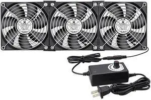 12025 120 mm x 25 mm Small Brushless Cooling Fan, AC 100V - 240V Speed Control Fan, for Cabinet Computer Case Chassis Server Workstation Amplifier Pet Box Cooling (3)