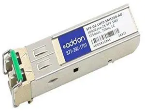 Addon-Networking SFP Mini-GBIC Transceiver Module, LC Single Mode (SFP-GE-LH70-SM1550-AO)