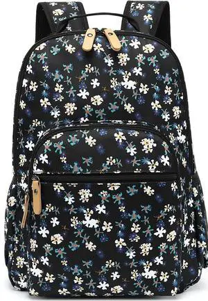 H HIKKER-LINK Womens Floral Laptop Backpack Shoulder Bag Bookbag Travel Hiking Daypack