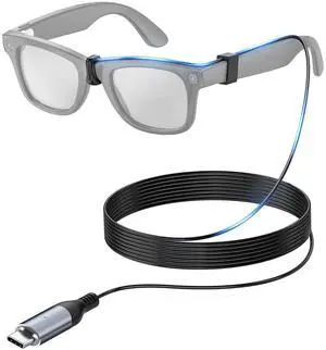 USB C Charging Cable Compatible with Rayban Meta Smart Glasses, Type C Charger Cord Works for Wayfarer (RW4006&RW4008), Skyler, Headliner, Phone/Laptop/Power Bank can Provide Power, 1.2M (3.9ft) Black