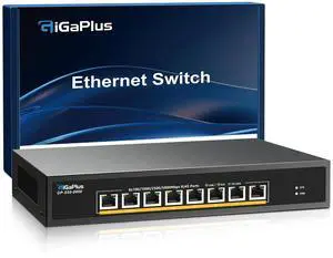 8 Ports 5Gb Unmanaged Ethernet Switch with 8*5G Base-T Ports. GiGaPlus 5Gbps Network Switch for 5Gbe NAS/PC, 5Gbps Adapter/NIC, WiFi7 Router, Desktop/19-inch Rack Mount