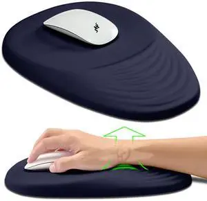 Hokafenle Ergonomic Mouse Pad Wrist Support, Terraced Slope Carpal Tunnel Wrist Pad for Mouse with Unibody Memory Foam, Wrist Rest Pain Relief Mousepad (Dark Blue, 11.8x7.9 in)
