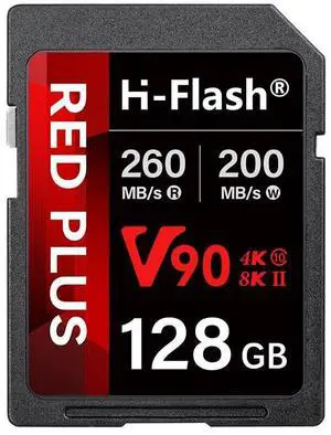 128GB SD V90 Memory Card  260MB/s Read, 200MB/s Write | Ideal for 4K/8K, HDR, and 360º Video | High-Performance SD Card for Cameras, Photographers & Content Curators