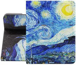 Berkin Arts Compatible with iPad Mini 4th/5th Generation (7.9 Inch) Case 2019 2018 2017 2016 2015 Folio Case Premium Leather Cover Post-Impressionism Blue Lightweight (The Starry Night by Van Gogh)