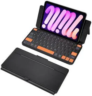 Universal Travel Keyboard Plus, New Dual Bluetooth Portable Keypad with 7-Color Backlit & Any-Angle Stand, Wireless Tablet Keyboard for iPad/Z Fold/Galaxy Tabs/Phones, Keypad for iOS/Android/Windows