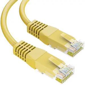 Syston Cat6e Ethernet Internet Cable Patch - 100 FT Yellow, 600MHz 23AWG 4pr UTP Solid Bare Copper Wire Indoor/Outdoor PoE PC Laptop, CMR Riser-Rated Sunlight Resistant RoHS Compliant UL ETL Listed