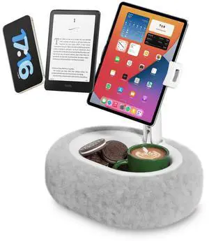Viozon Tablet Pillow Stand,Kindle Pillow Stand, Compatible with 4-11" Tablet/Phone with Small Bowl, Kindle Holder Accessories,Idea for Reading and Video Watching On Bed,Grey