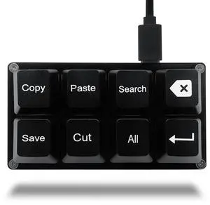 BTXETUEL Copy Paste Search Backspace Save Cut All Enter 8-Key Keyboard SayoDevice One Handed OSU Keypad Programmable Mechanical Shortcut Macro Keyboard for Working and Gaming (Black)