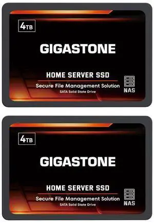 Gigastone Home Server SSD 4TB NAS SSD Drive Cache (2-Pack) 24/7 Durable High Endurance Personal Cloud Data Sync Network Attached Storage RAID 3D NAND 2.5" SATA Internal Solid State Hard Drives