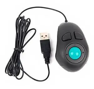 Mobestech USB Mini Finger Portable Office Mini Wire Wired Powered with Mice USB Handheld Trackball Held Black for Hand Laptop Trackball